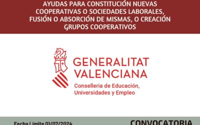Ayudas para constitución nuevas cooperativas o sociedades laborales, fusión o absorción de mismas, o creación grupos cooperativos